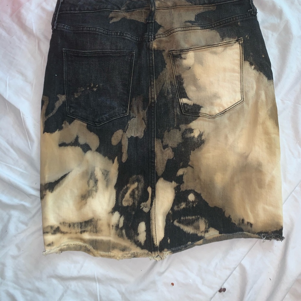 Distressed denim skirt